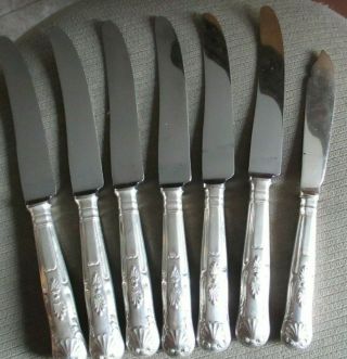 Antique James Dixon Silver Plate Kings Pattern Knives Set Of 6,  1