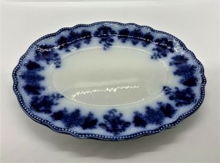Lovely Antique Flow Blue Ironstone Oval Platter - Clarence Pattern