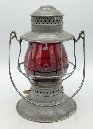 Antique Kerosene Bellbottom Railroad Lantern B&o Rr Macbeth Mkd Globe