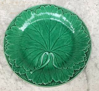 Antique Wedgewood Etruria Majolica Green Cabbage Leaf Design 8” Dessert Plate