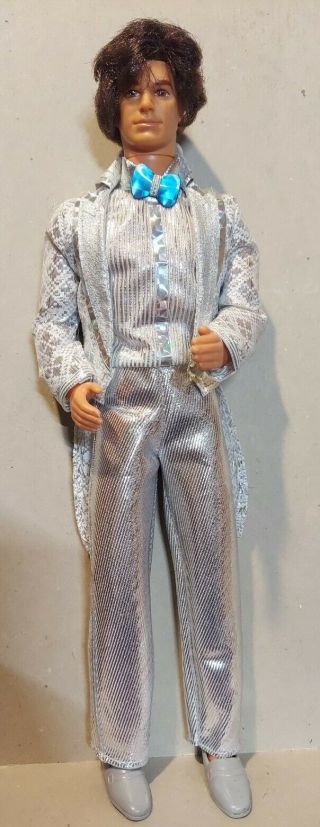 Ken Doll 1986 Jewel Secrets Rooted Dark Hair Silver Outfit Tnt Vtg Euc C99