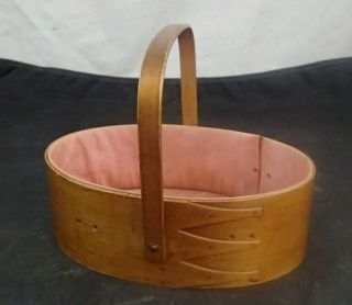 Signed Antique Sabbathday Lake Shaker Maine Fingered Sewing Basket Carrier