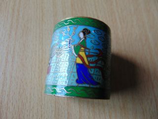 Vintage Cloisonne Asian Oriental Chinese Enamelled Pot 1.  5 Inches