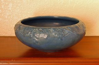 Stunning Antique Rookwood Arts & Crafts Console Bowl " Xix " 1919 2168 Matte Blue