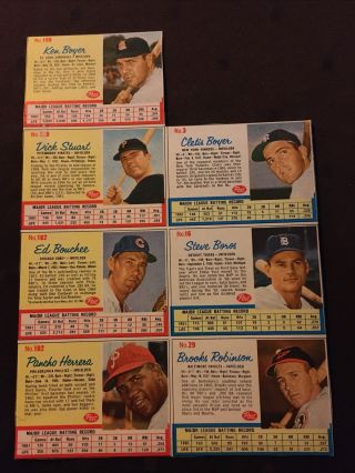 1962 Post Cereal Baseball Uncut 7 Card Panel - Brooks Robinson,  Boyer 