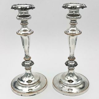 Pair William Iv Old Sheffield Plate Candlesticks C1835 10 1/2 Inches