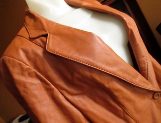 Medium 16 True Vtg 70s Groovy Collared Caramel Leather Boho Pimp Jacket Womens