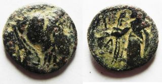 Zurqieh - As5790 - Nabataean Kingdom.  Aretas Ii/iii Ae 16.  Over - Struck On A Ptolem