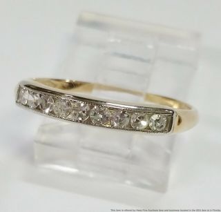 Antique Art Deco 14k Yellow Gold Diamond Wedding Band Ring