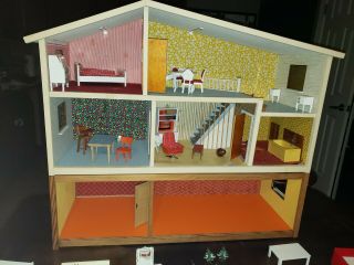 Vintage Lundby Dollhouse With Furniture And Accessories