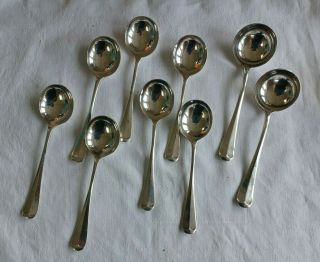 9 X Bruford Silver Plated A1 Rattail Soup Spoons (7 X 6.  5 ",  2 X 7 ")