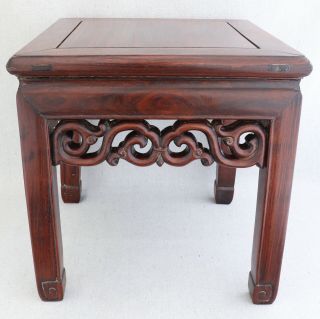 Antique Chinese Carved Mixed Rosewood Huanghuali Stool Stand Table Chair 14 "