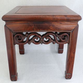 Antique Chinese Carved Mixed Rosewood Huanghuali Stool Stand Table Chair 14 