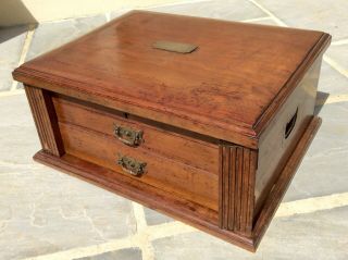 Antique Large Cutlery Canteen Box,  2 Drawers,  Collectors Cabinet Display Case,  Old