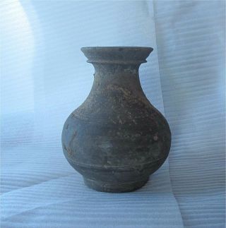 Antique Chinese China Han Dynasty Hu Vase Tomb Jar Double Rim Burial 206 Bce