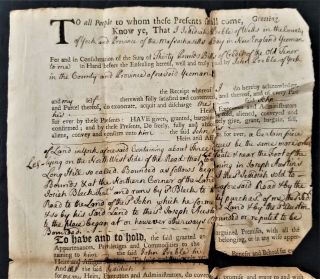 1744 Antique Colonial Deed York Me Jediah To John Preble Family
