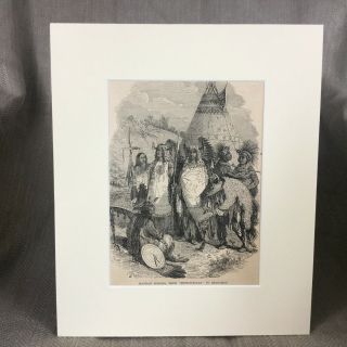 1890 Antique Print Native American Indian Mandan People Tribe Medicine Man