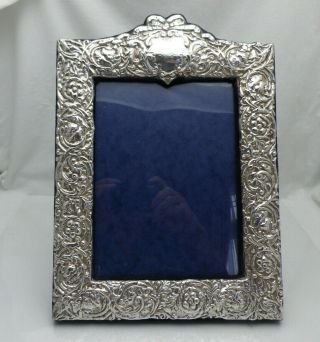 Vintage Large Silver Photograph Frame With Love Bow Easel Type 31 Cm X 22.  5 Cm