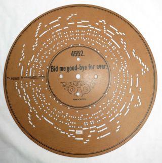 Antique Ariston Organette Ehrlichs Paper Disc - Bid Me Good Bye For Ever 4552