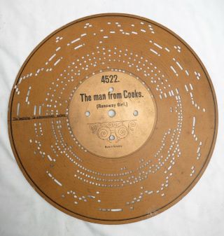 Antique Ariston Organette Ehrlichs Paper Disc - The Man From Cooks 4522