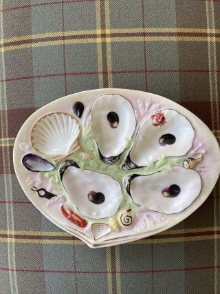 Antique Union Porcelain Upw Oyster Plate - - Small Clam Shape