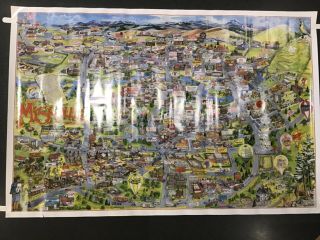 Vintage Colourful Map Of The Town Missoula,  Montana Usa Limited Edition Print