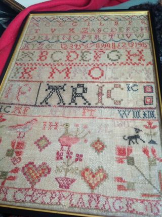 Antique Sampler By Jean Chapman Age 15