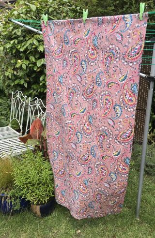 Vtg Fabric 50s 60s PAISLEY floral Cotton Remnant Retro Material Craft Quilt 2
