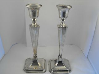 Large 265mm Solid Silver Candlesticks,  Chester 1925,  Robert Pringle & Sons