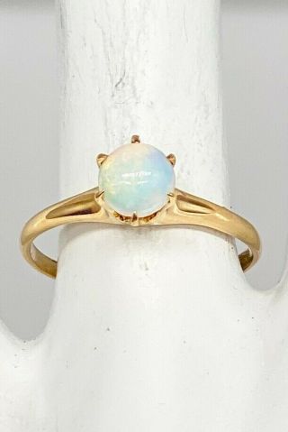 Antique Victorian 1890s 1ct Natural Aaa,  Opal 14k Yellow Gold Wedding Ring