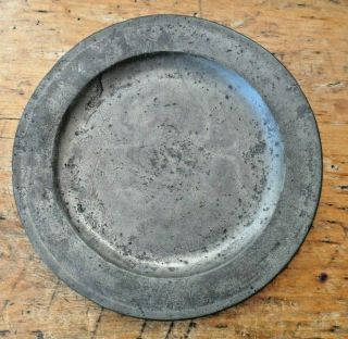 Antique 9 " Pewter Plate Late 17th Early 18th Century W.  T.  S.  Markings