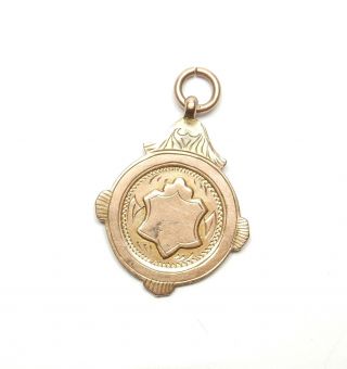 Antique Watch Chain Fob Medal J A Restall 1918 Hm 9 Carat Rose Gold 6.  2g