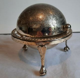 Vintage Sheffield Silverplate Globe Ashtray / Sweet Bowl,  Made In England Rare