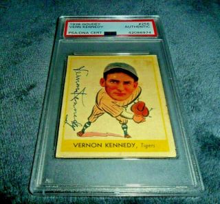 1938 Goudey Heads Up 256 Vern Kennedy Auto Psa/dna Signed Detroit Tigers D.  1993