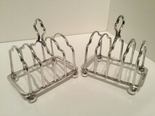 Pair 2 Solid Sterlng Silver Toast Racks Sheffield 1917