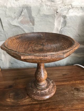 Vintage Wooden Fruit Bowl Pedestal