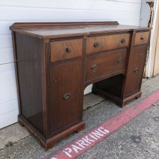 Vintage Wood Four Drawers Door Cabinet Buffet Sideboard Table.