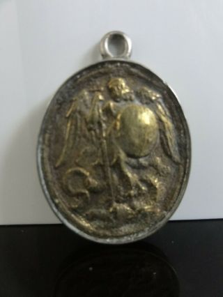 Unique St Michael Archangel Religious Medal Antique 18th/19th Century Pendant