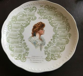 Gorgeous Antique 1909 Calendar Advertising Plate - The York Furniture Store