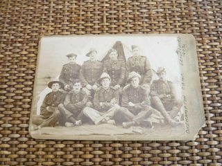 Antique Cabinet Card Boar War Military Photo 1902 Okehampton Camp Group Soldiers