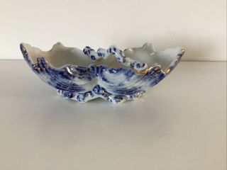 Blue And White With Gold Paint Antique Or Vintage Ornamental Small Dish