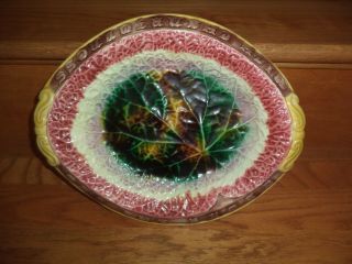 Antique Majolica Begonia Leaf Bread Tray/plate 19th Century