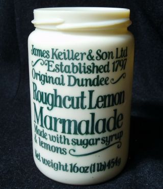 Vintage James Keiller & Son Ltd 1lb Dundee Lemon Marmalade Milk Glass Jar/pot