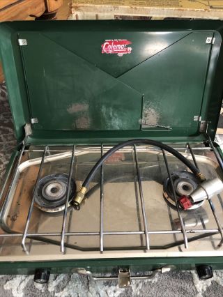 Vintage Coleman Deluxe 2 - Burner Propane Camp Stove W/box And Hose 5410a700