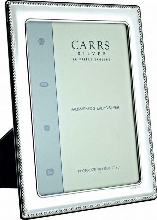 Carrs - Sterling Silver Photo Frame Bead Design (velvet Back) - 8 " X 6 "