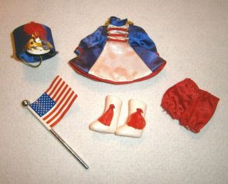 VINTAGE 1960 ' s GINNY or BETSY McCALL Size DOLL MAJORETTE COSTUME w/ US FLAG 3