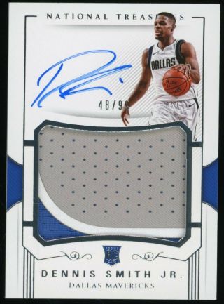 2017 - 18 Panini National Treasures Dennis Smith Jr.  Rpa Rc Rookie Patch Auto /99