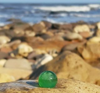Antique Sea Marble Emerald Green White Swirl North East Coast Beach Sea Glass