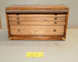 Antique Unmarked Oak 4 Drawer Machinist Chest Collectible Jewelers Tool Box G4