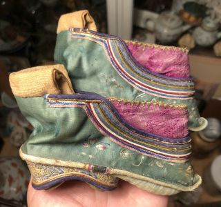 Antique 19th C.  Chinese Silk Lotus Shoes Bound Feet